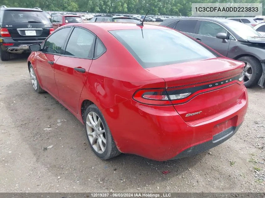 2013 Dodge Dart Se/Aero VIN: 1C3CDFAA0DD223833 Lot: 12019287