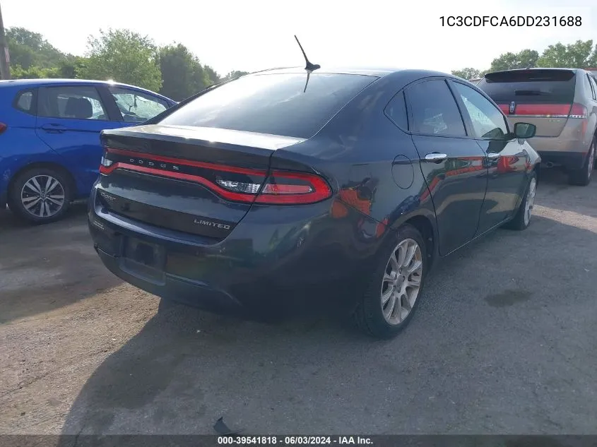 2013 Dodge Dart Limited VIN: 1C3CDFCA6DD231688 Lot: 39541818