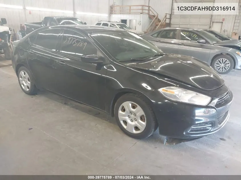 2013 Dodge Dart Aero VIN: 1C3CDFAH9DD316914 Lot: 39775789