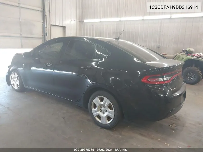 2013 Dodge Dart Aero VIN: 1C3CDFAH9DD316914 Lot: 39775789