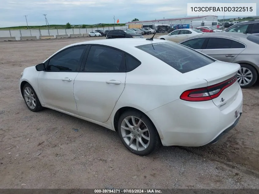 2013 Dodge Dart Sxt VIN: 1C3CDFBA1DD322515 Lot: 39794371