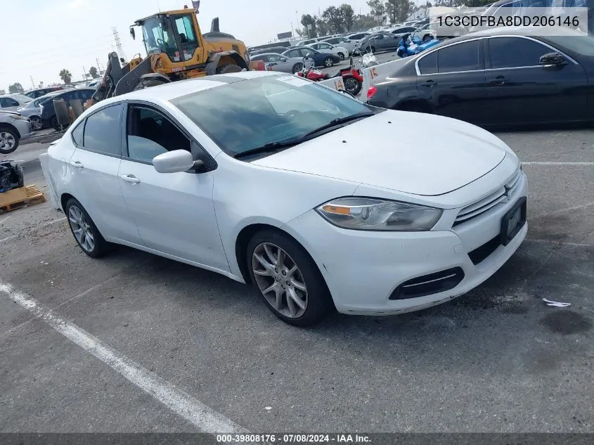 2013 Dodge Dart Sxt VIN: 1C3CDFBA8DD206146 Lot: 39808176