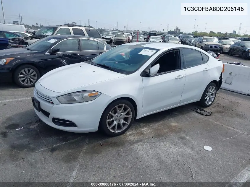 2013 Dodge Dart Sxt VIN: 1C3CDFBA8DD206146 Lot: 39808176