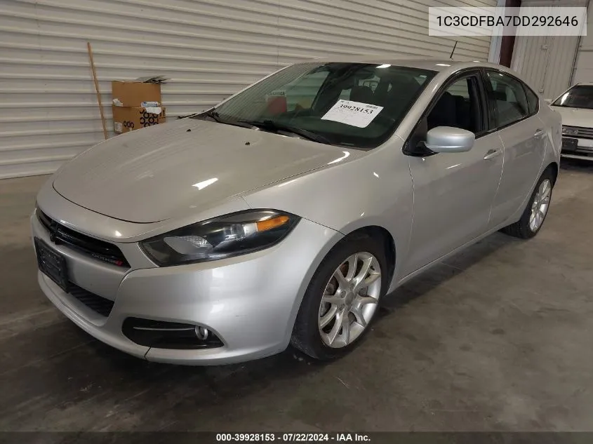 2013 Dodge Dart Sxt VIN: 1C3CDFBA7DD292646 Lot: 39928153