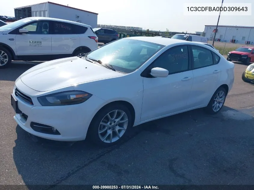 2013 Dodge Dart Sxt VIN: 1C3CDFBA0DD309643 Lot: 39980253