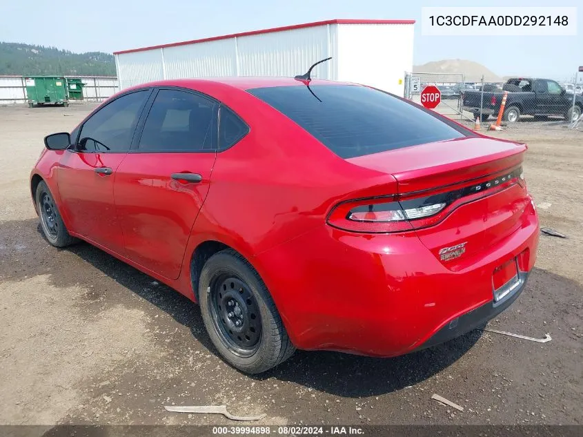 2013 Dodge Dart Se VIN: 1C3CDFAA0DD292148 Lot: 39994898