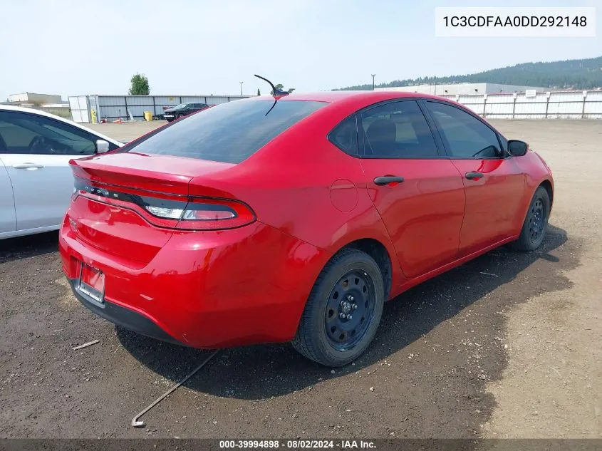 2013 Dodge Dart Se VIN: 1C3CDFAA0DD292148 Lot: 39994898