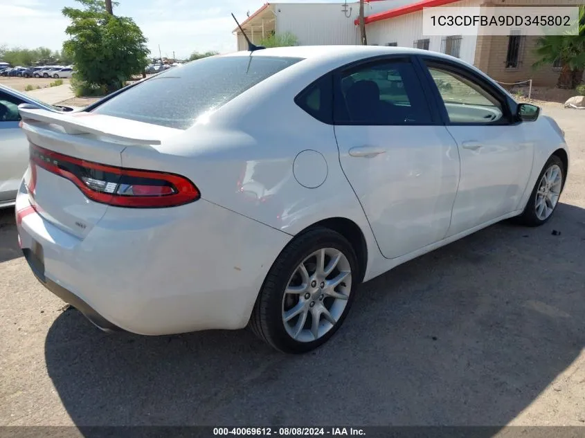 2013 Dodge Dart Sxt VIN: 1C3CDFBA9DD345802 Lot: 40069612