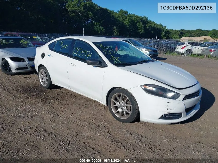 2013 Dodge Dart Sxt VIN: 1C3CDFBA6DD292136 Lot: 40100009