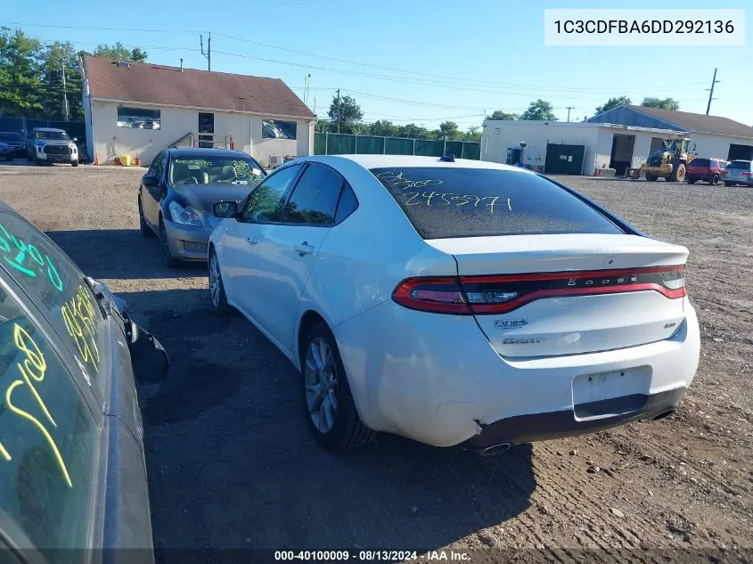 2013 Dodge Dart Sxt VIN: 1C3CDFBA6DD292136 Lot: 40100009