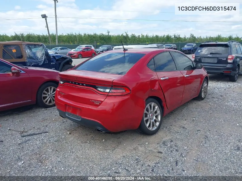 2013 Dodge Dart Limited VIN: 1C3CDFCH6DD315474 Lot: 40146055