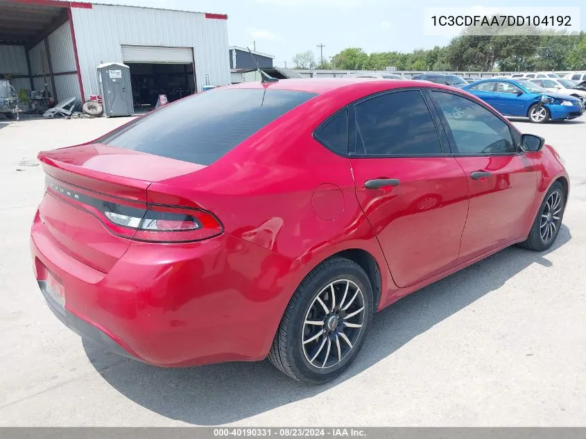 1C3CDFAA7DD104192 2013 Dodge Dart Se