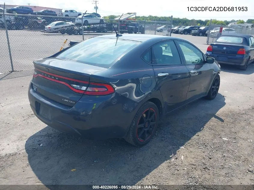 2013 Dodge Dart Limited VIN: 1C3CDFCA2DD681953 Lot: 40226095