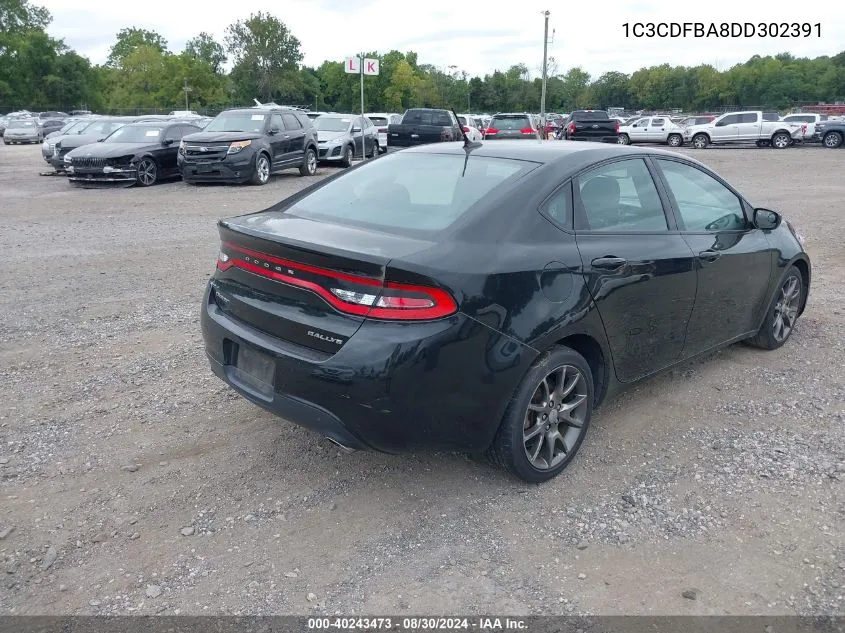 2013 Dodge Dart Sxt VIN: 1C3CDFBA8DD302391 Lot: 40243473