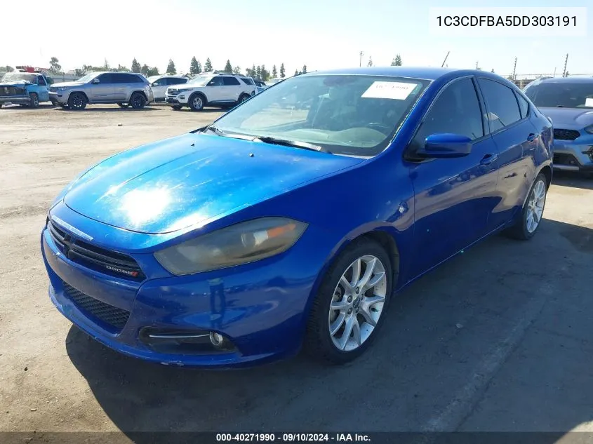 2013 Dodge Dart Sxt VIN: 1C3CDFBA5DD303191 Lot: 40271990