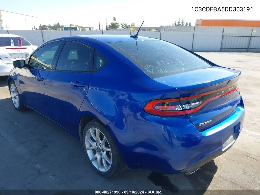 2013 Dodge Dart Sxt VIN: 1C3CDFBA5DD303191 Lot: 40271990