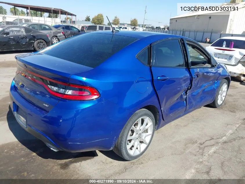 2013 Dodge Dart Sxt VIN: 1C3CDFBA5DD303191 Lot: 40271990