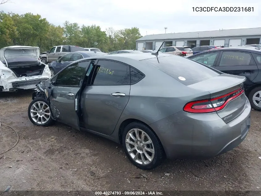 2013 Dodge Dart Limited VIN: 1C3CDFCA3DD231681 Lot: 40274793