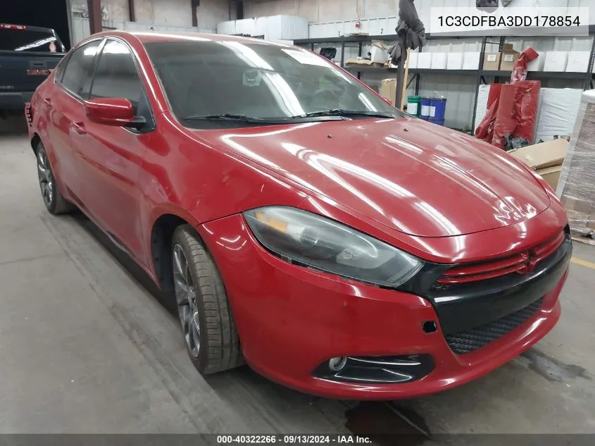 2013 Dodge Dart Sxt VIN: 1C3CDFBA3DD178854 Lot: 40322266