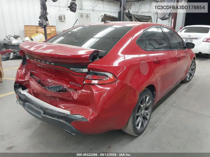 2013 Dodge Dart Sxt VIN: 1C3CDFBA3DD178854 Lot: 40322266