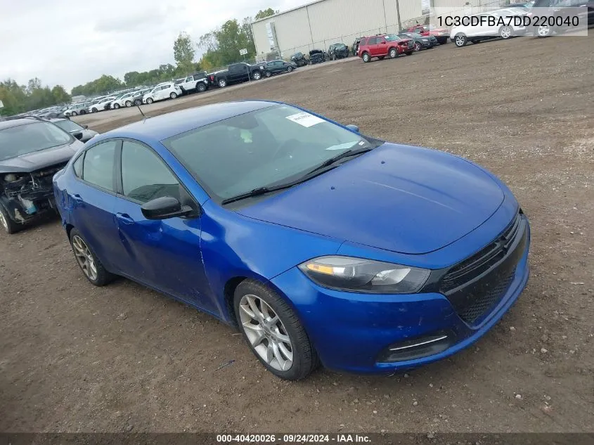 2013 Dodge Dart Sxt VIN: 1C3CDFBA7DD220040 Lot: 40420026