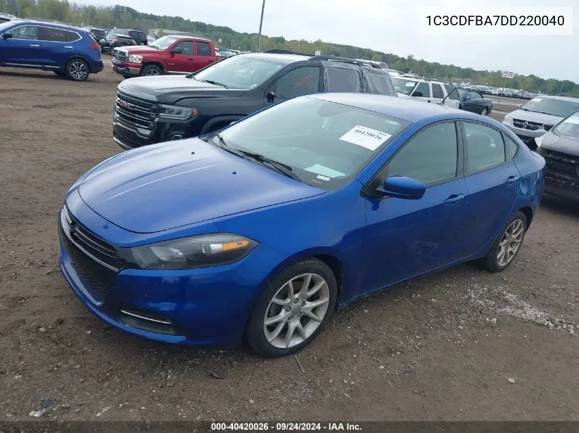 2013 Dodge Dart Sxt VIN: 1C3CDFBA7DD220040 Lot: 40420026