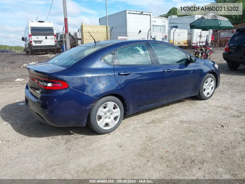 2013 Dodge Dart Aero VIN: 1C3CDFAH6DD215202 Lot: 40468285