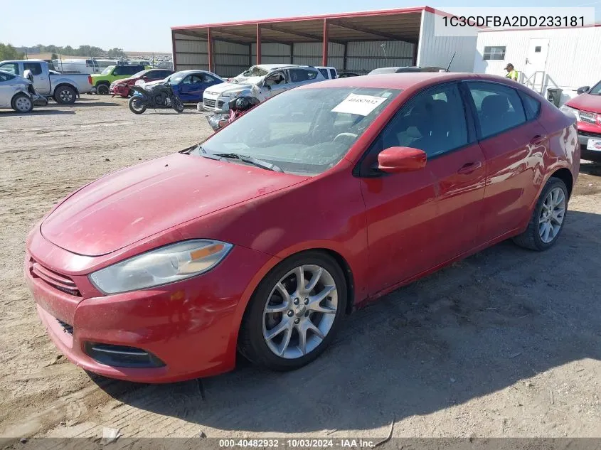 2013 Dodge Dart Sxt VIN: 1C3CDFBA2DD233181 Lot: 40482932