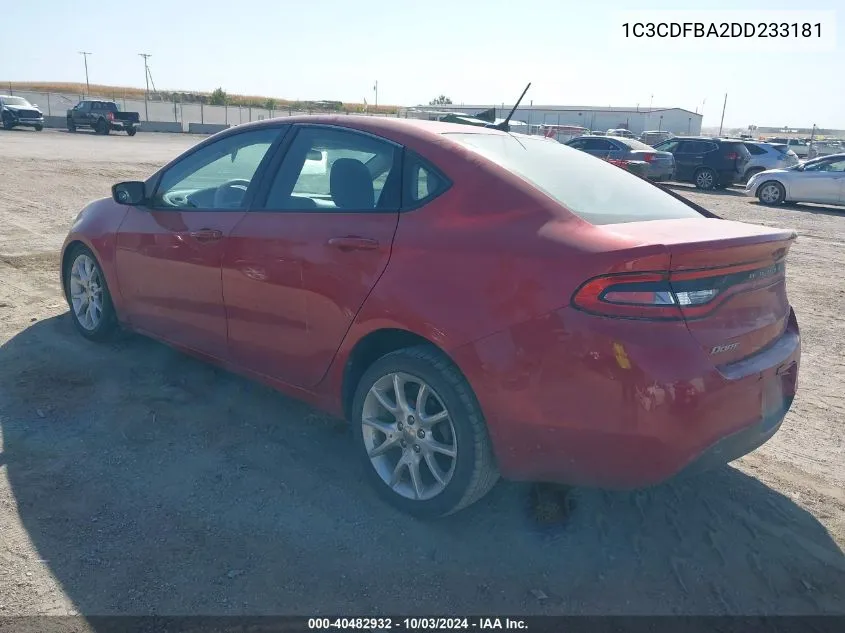 2013 Dodge Dart Sxt VIN: 1C3CDFBA2DD233181 Lot: 40482932