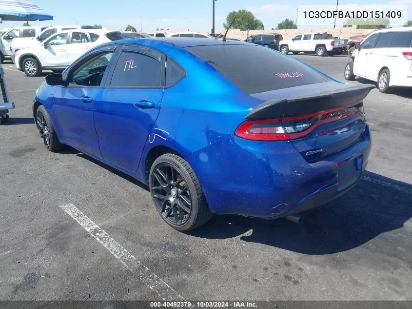 2013 Dodge Dart Sxt VIN: 1C3CDFBA1DD151409 Lot: 40492379