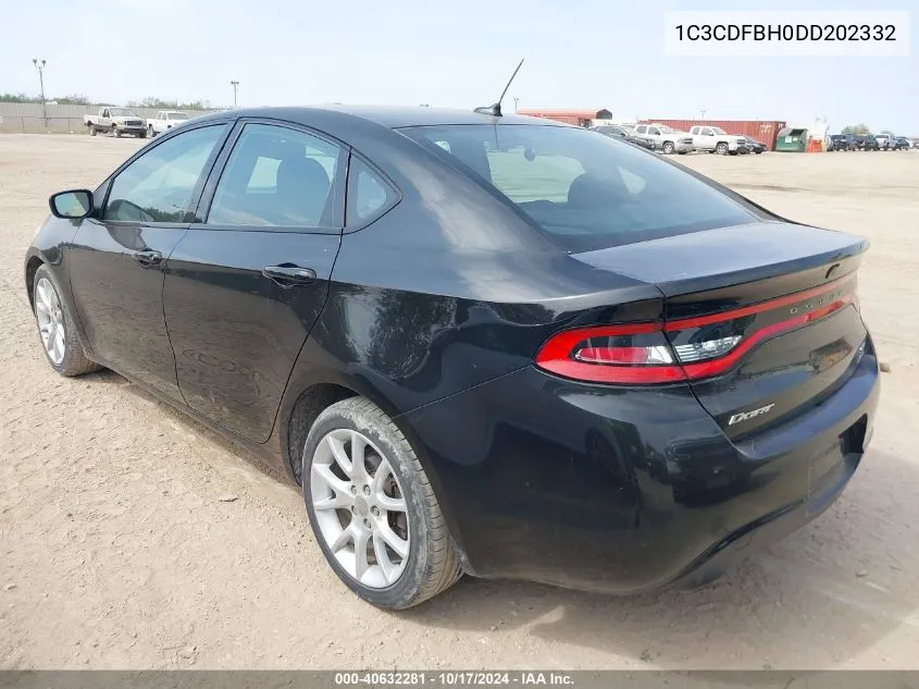 2013 Dodge Dart Sxt VIN: 1C3CDFBH0DD202332 Lot: 40632281