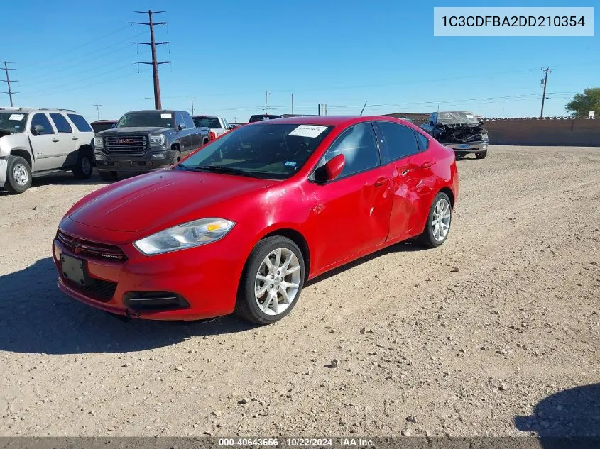 2013 Dodge Dart Sxt VIN: 1C3CDFBA2DD210354 Lot: 40643656