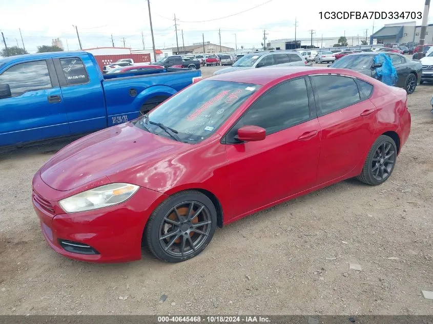 2013 Dodge Dart Sxt VIN: 1C3CDFBA7DD334703 Lot: 40645468