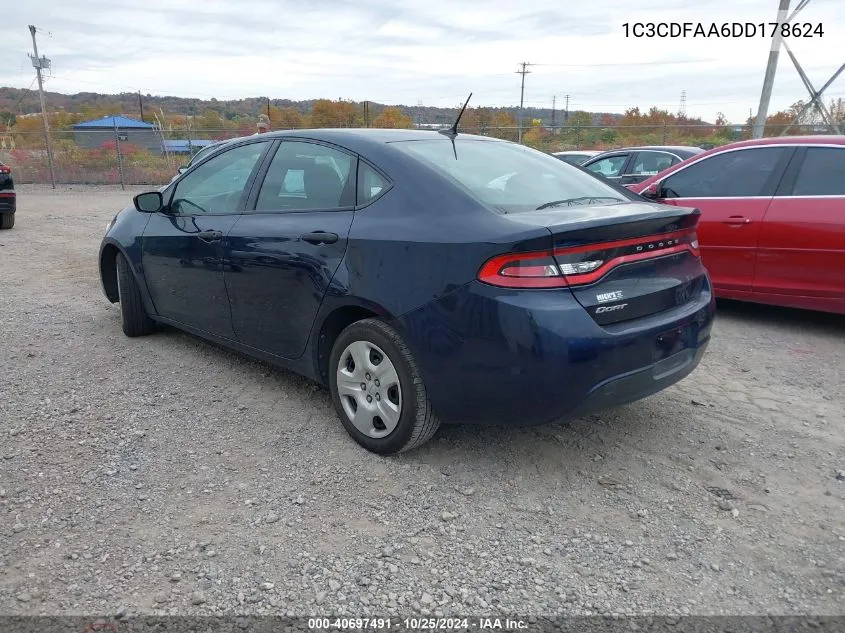 2013 Dodge Dart Se VIN: 1C3CDFAA6DD178624 Lot: 40697491