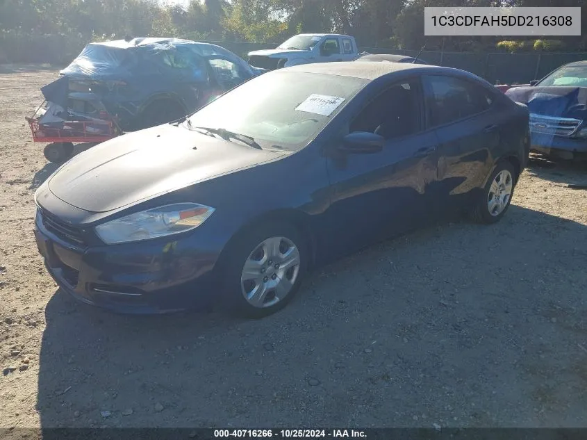 2013 Dodge Dart Aero VIN: 1C3CDFAH5DD216308 Lot: 40716266