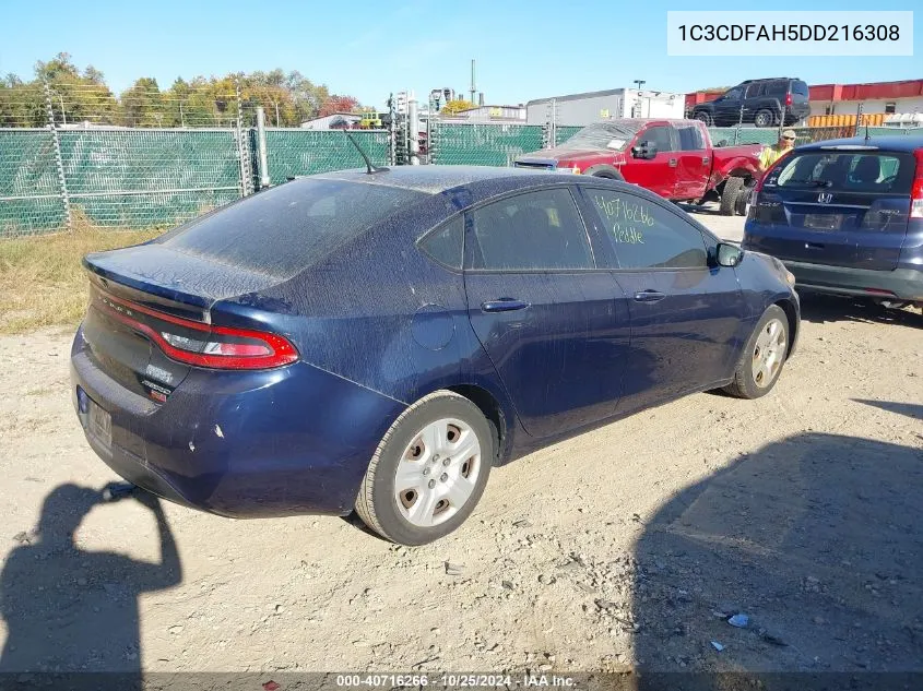 2013 Dodge Dart Aero VIN: 1C3CDFAH5DD216308 Lot: 40716266