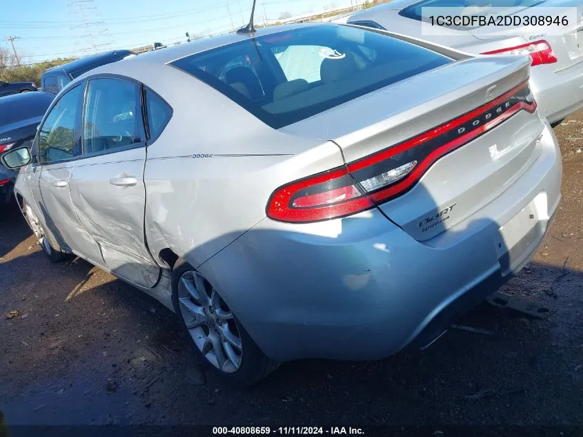 2013 Dodge Dart Sxt VIN: 1C3CDFBA2DD308946 Lot: 40808659