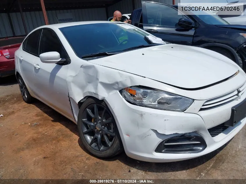 1C3CDFAA4ED670246 2014 Dodge Dart Se