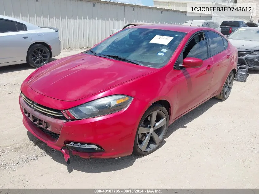 2014 Dodge Dart Gt VIN: 1C3CDFEB3ED743612 Lot: 40107785