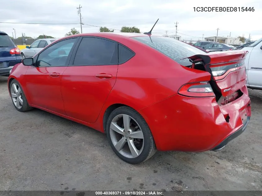 2014 Dodge Dart Gt VIN: 1C3CDFEB0ED815446 Lot: 40369371