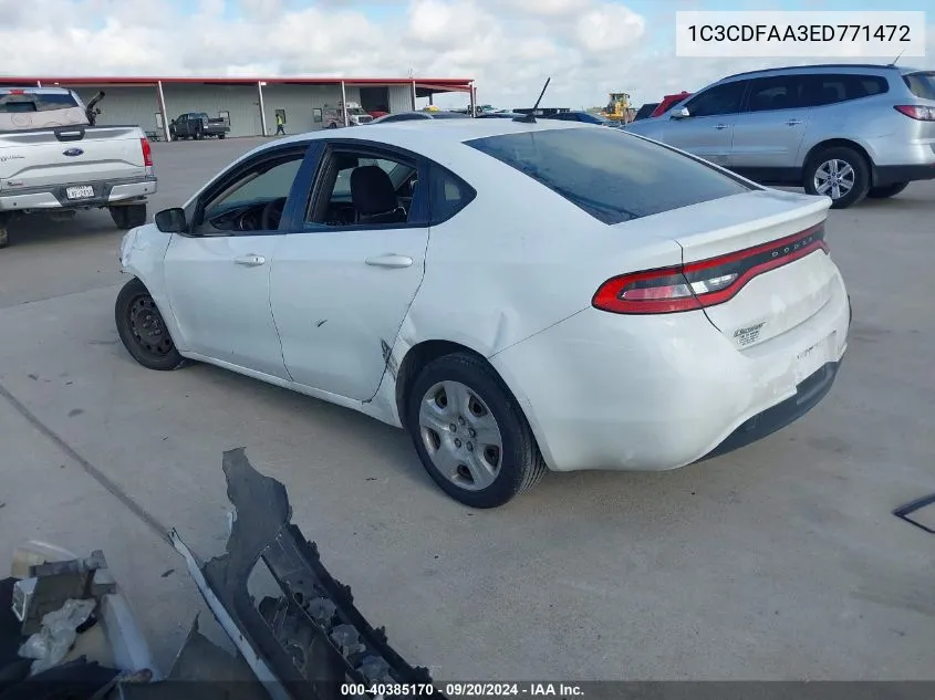 2014 Dodge Dart Se VIN: 1C3CDFAA3ED771472 Lot: 40385170