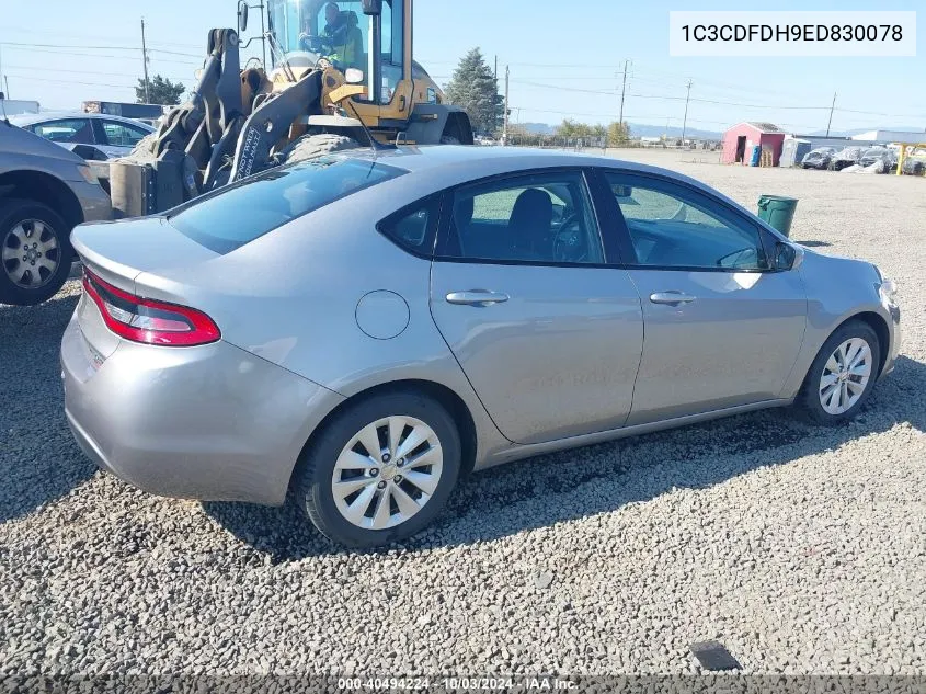 2014 Dodge Dart Aero VIN: 1C3CDFDH9ED830078 Lot: 40494224