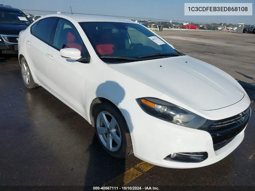 2014 Dodge Dart Gt VIN: 1C3CDFEB3ED868108 Lot: 40567111