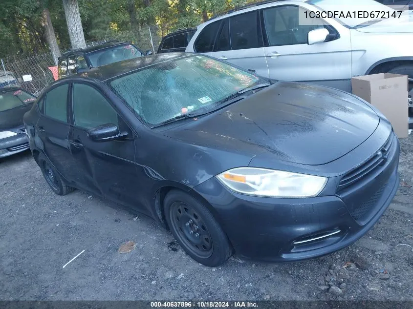 2014 Dodge Dart Se VIN: 1C3CDFAA1ED672147 Lot: 40637896