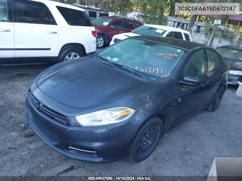 2014 Dodge Dart Se VIN: 1C3CDFAA1ED672147 Lot: 40637896