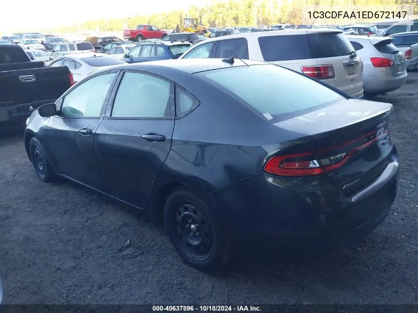 2014 Dodge Dart Se VIN: 1C3CDFAA1ED672147 Lot: 40637896