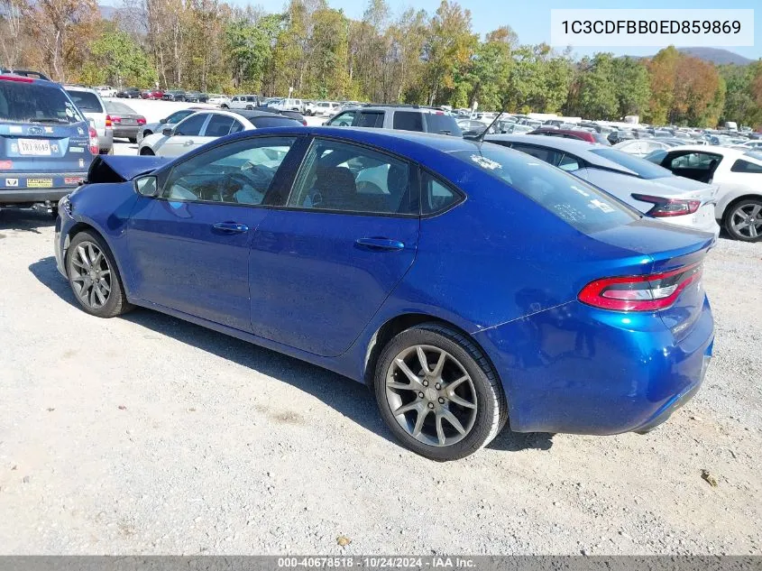 2014 Dodge Dart Sxt VIN: 1C3CDFBB0ED859869 Lot: 40678518