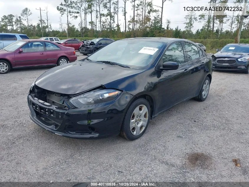 2014 Dodge Dart Se VIN: 1C3CDFAA3ED742232 Lot: 40710535