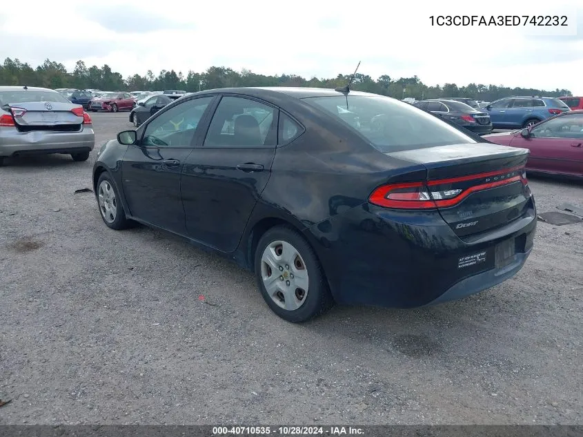 2014 Dodge Dart Se VIN: 1C3CDFAA3ED742232 Lot: 40710535