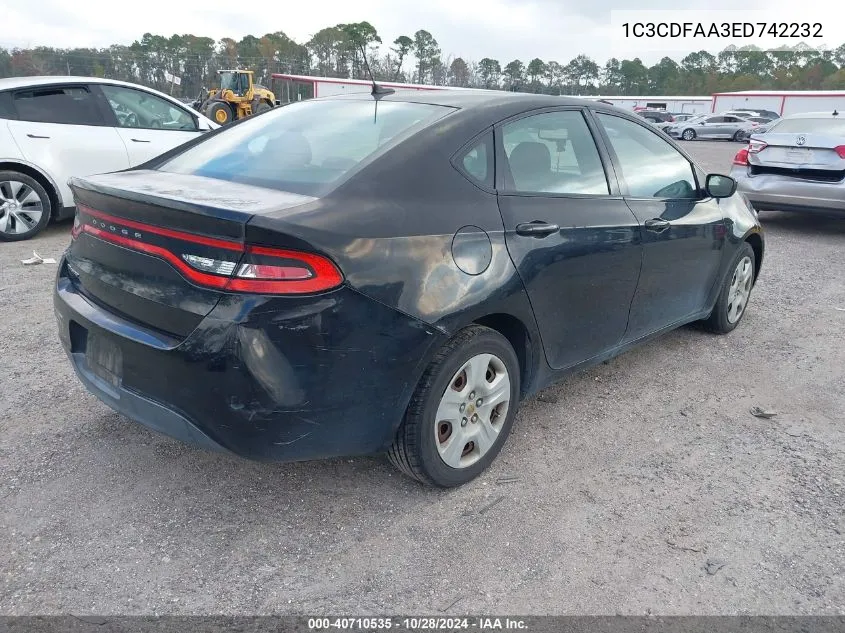 2014 Dodge Dart Se VIN: 1C3CDFAA3ED742232 Lot: 40710535